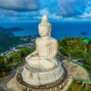 The majestic Big Buddha of Phuket, a 45-meter-tall white marble statue overlooking the island.